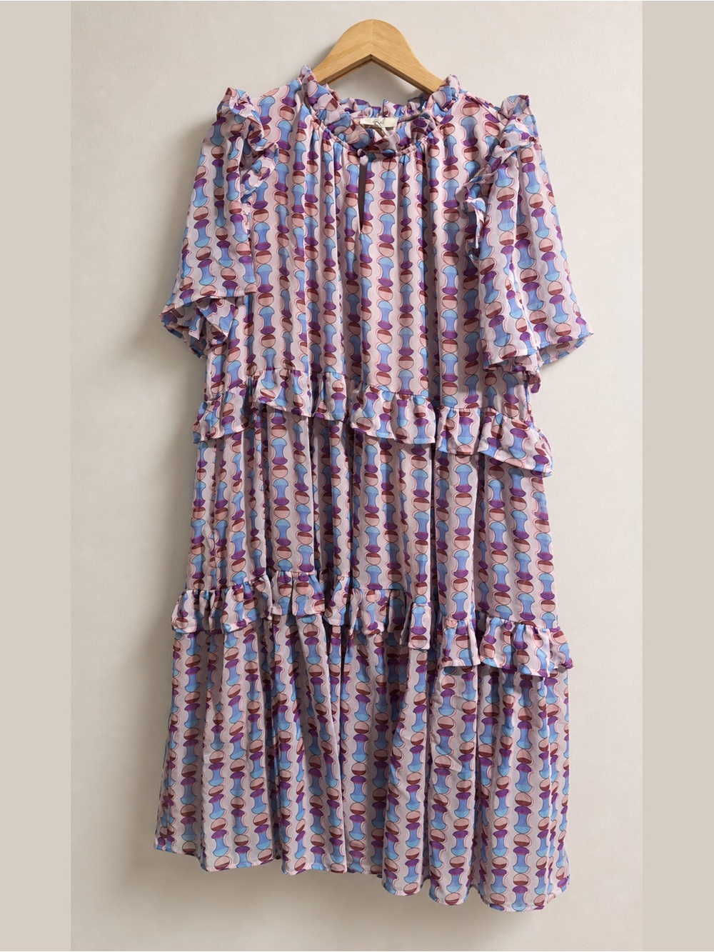 Tiered Lavender Print Ruffle Midi Dress